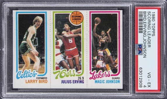 1980 Topps Basketball Complete Set (176) – Including Larry Bird/Magic Johnson Rookie Card Graded PSA VG-EX 4